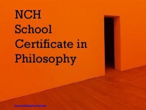 Nch school certificate in philosophy