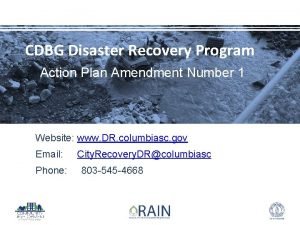 CDBG Disaster Recovery Program Action Plan Amendment Number