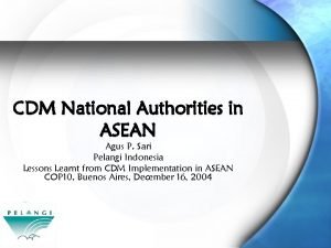 CDM National Authorities in ASEAN Agus P Sari