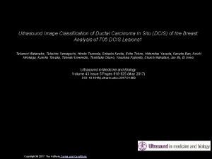 Ultrasound Image Classification of Ductal Carcinoma In Situ