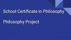 Nch school certificate in philosophy