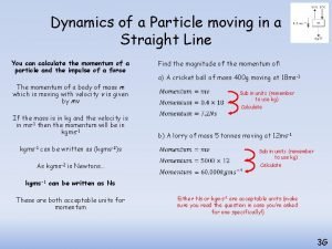 Dynamics of a Particle moving in a Straight