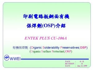Organic solderability preservative