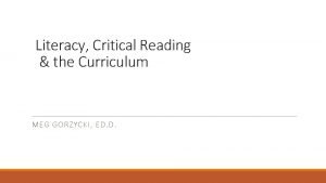 Critical reading definition