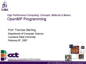 High Performance Computing Concepts Methods Means Open MP