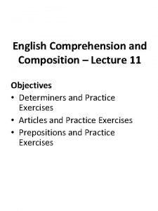 Determiners of comprehension