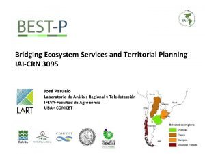 Bridging Ecosystem Services and Territorial Planning IAICRN 3095