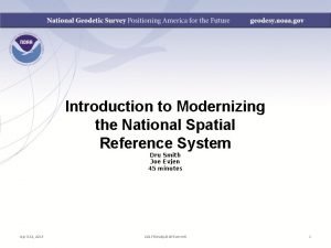 Introduction to Modernizing the National Spatial Reference System