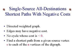 SingleSource AllDestinations Shortest Paths With Negative Costs Directed