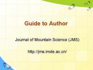 Journal of mountain science