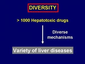 DIVERSITY 1000 Hepatotoxic drugs Diverse mechanisms Variety of