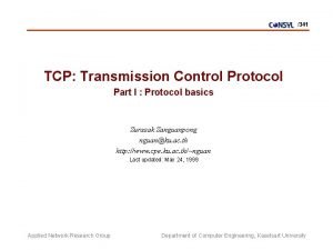 341 TCP Transmission Control Protocol Part I Protocol