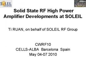 Solid state power amplifier definition