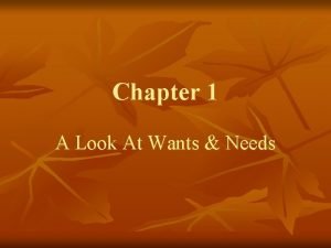 Chapter 1 a look at wants and needs