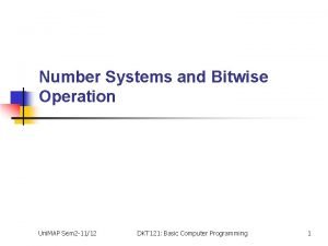 Number Systems and Bitwise Operation Uni MAP Sem