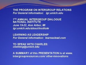 Intergroup relations umich