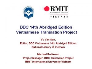 DDC 14 th Abridged Edition Vietnamese Translation Project