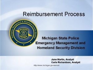 Reimbursement Process Michigan State Police Emergency Management and