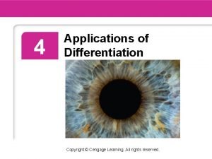 4 Applications of Differentiation Copyright Cengage Learning All