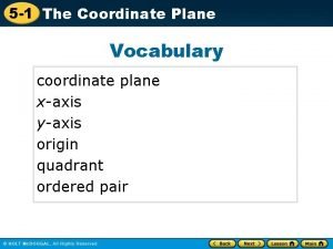 5 1 The Coordinate Plane Vocabulary coordinate plane