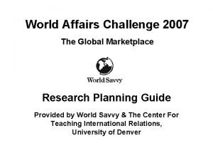 World affairs challenge