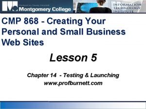 CMP 868 Creating Your Personal and Small Business