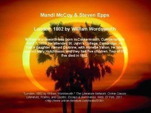 Mandi Mc Coy Steven Epps London 1802 by