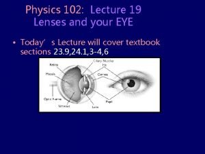 Physics 102 Lecture 19 Lenses and your EYE