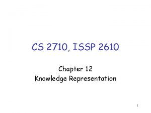 CS 2710 ISSP 2610 Chapter 12 Knowledge Representation