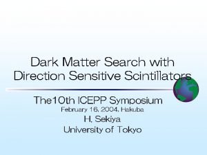 Dark Matter Search with Direction Sensitive Scintillators The