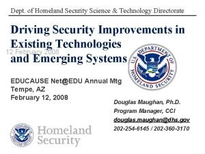 Dept of Homeland Security Science Technology Directorate Driving