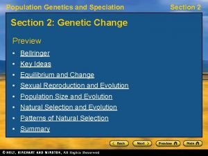 Population Genetics and Speciation Section 2 Genetic Change