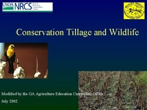 Conservation Tillage and Wildlife Modified by the GA