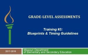 GRADELEVEL ASSESSMENTS Training 3 Blueprints Timing Guidelines 2017