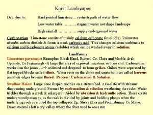 Karst Landscapes Dev due to Hard jointed limestone