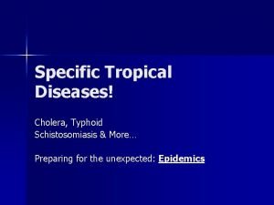 Specific Tropical Diseases Cholera Typhoid Schistosomiasis More Preparing