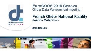 Euro GOOS 2018 Genova Glider Data Management meeting