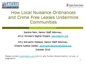 How Local Nuisance Ordinances and Crime Free Leases