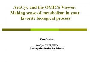 Ara Cyc and the OMICS Viewer Making sense