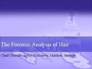 The Forensic Analysis of Hair Chad Chisolm Jaclyn
