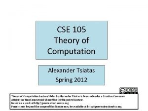 CSE 105 Theory of Computation Alexander Tsiatas Spring