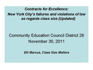 Contracts for Excellence New York Citys failures and