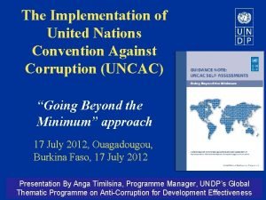 The Implementation of United Nations Convention Against Corruption