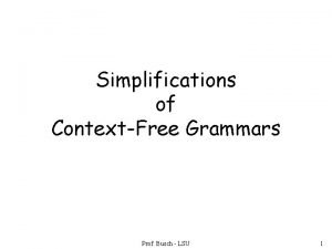 Simplifications of ContextFree Grammars Prof Busch LSU 1