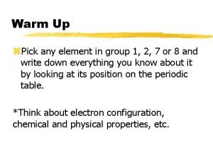 Warm Up z Pick any element in group