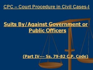 CPC Court Procedure in Civil CasesI Suits ByAgainst