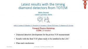 Latest results with the timing diamond detectors from