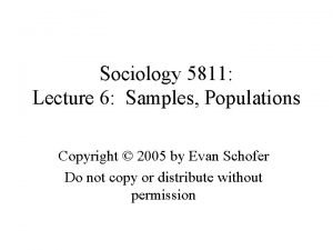 Sociology 5811 Lecture 6 Samples Populations Copyright 2005
