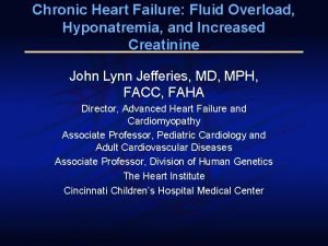 Chronic Heart Failure Fluid Overload Hyponatremia and Increased