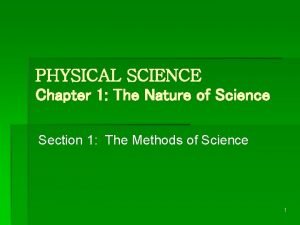PHYSICAL SCIENCE Chapter 1 The Nature of Science